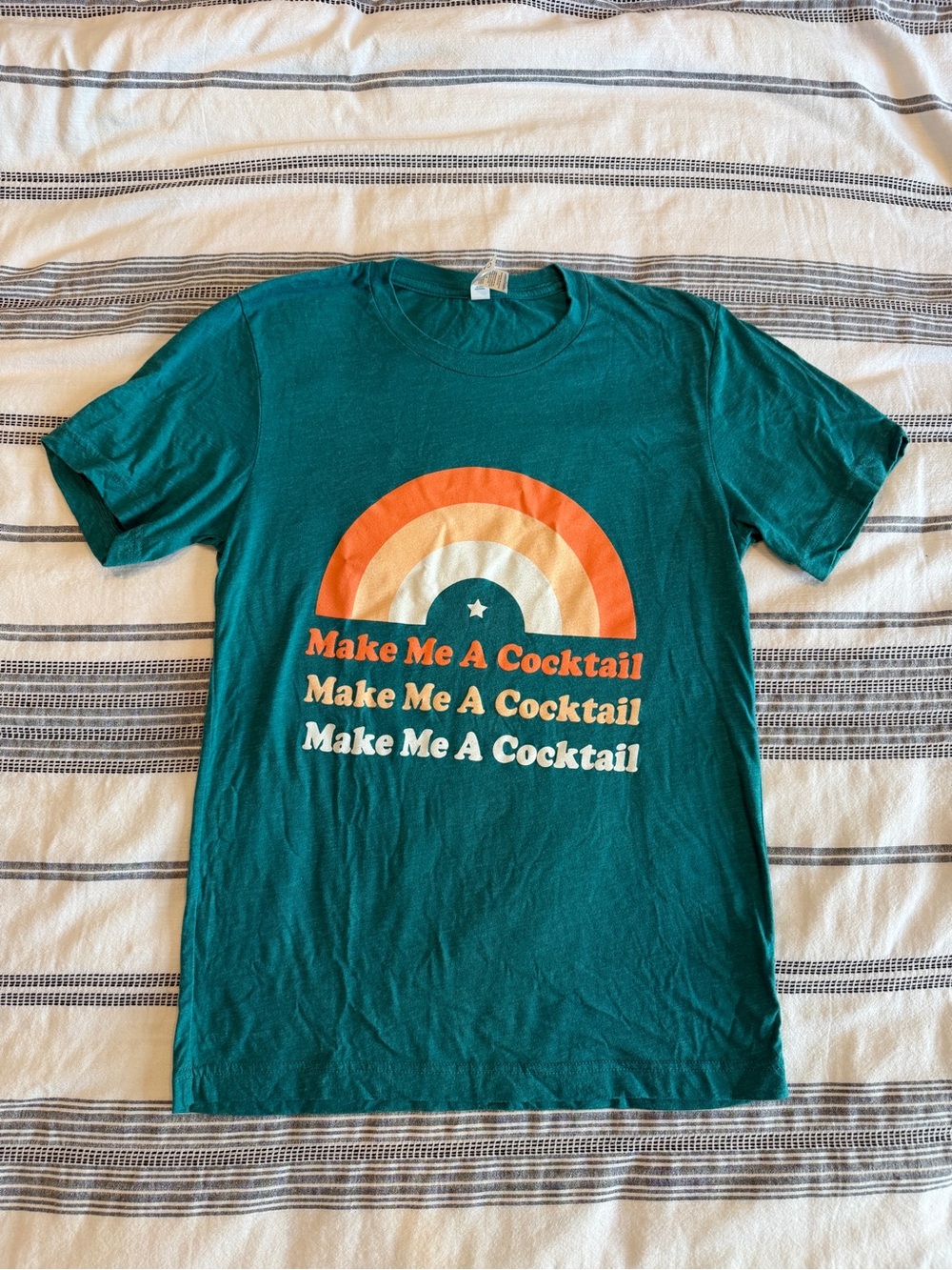 Bella Canvas Teal Short-Sleeve 'Make Me A Cocktail' Rainbow Tee S